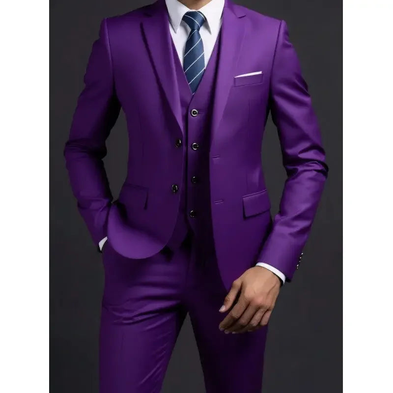Conjunto de traje de 3 piezas para hombre – Blazer, chaleco y pantalón estilo británico, elegante traje formal de negocios o boda para hombre