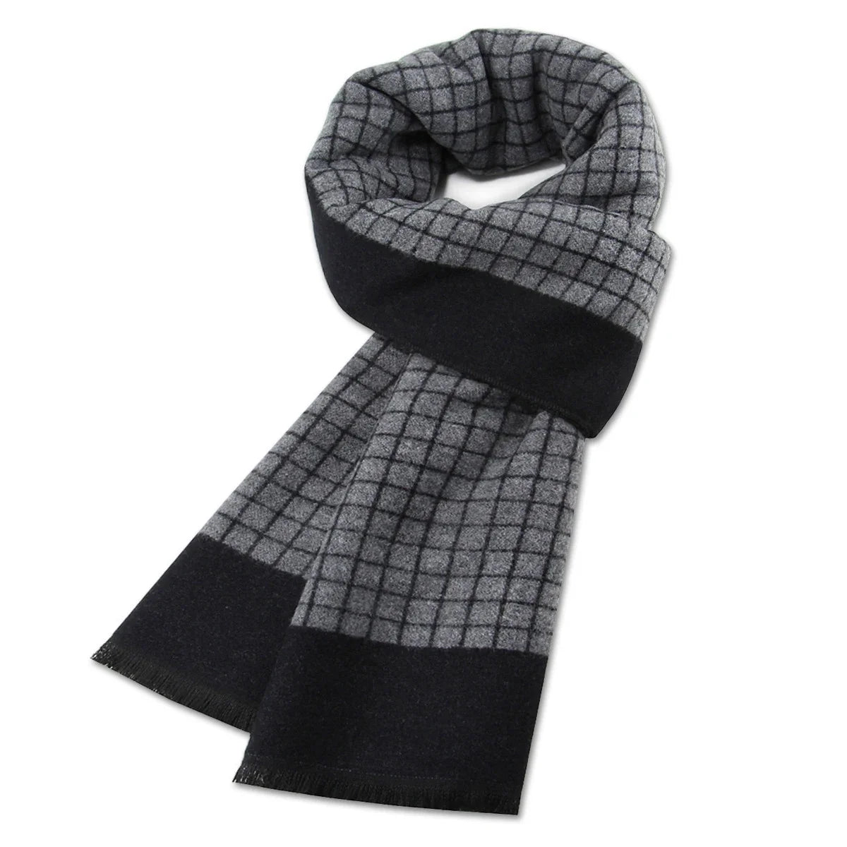 Écharpe d'hiver en imitation cachemire pour homme, douce à carreaux, chaude en mélange de laine, longue, châle, cache-col