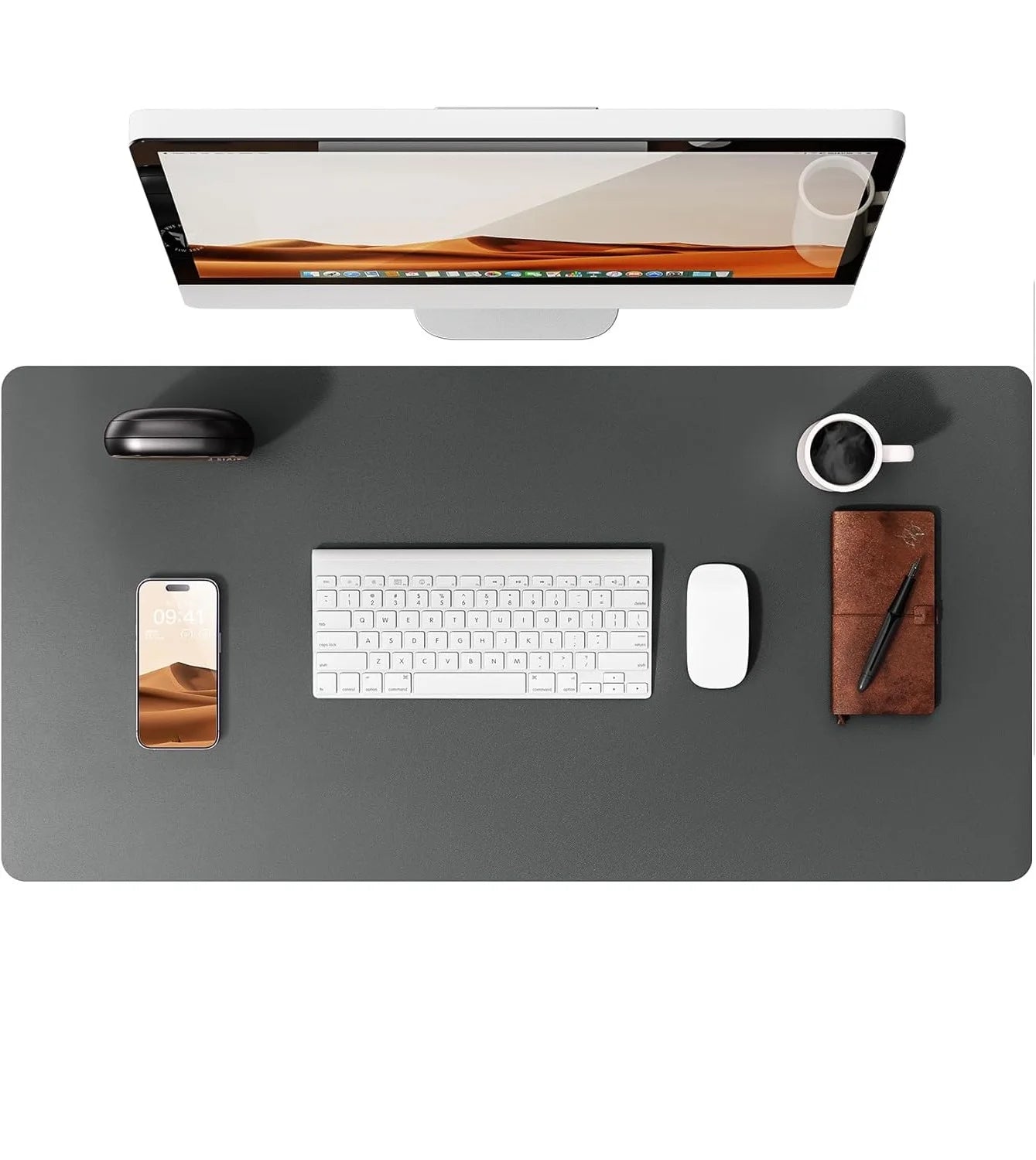 Alfombrilla de escritorio grande de cuero PU - Mouse Pad antideslizante y protector de escritorio para laptop, teclado, oficina y juegos