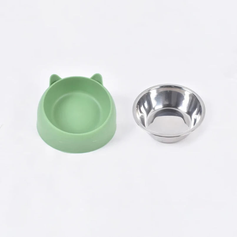 15° Raised Stainless Steel Pet Bowl – Non-Slip Tilted Food & Water Feeder for Cats, Dogs & Puppies, Neck-Friendly Elevated Bowl