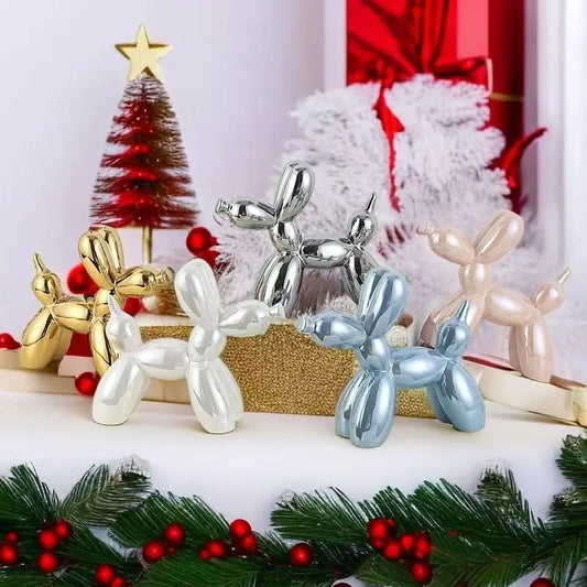 Escultura Nórdica de Perro Globo de Cerámica – Figura Decorativa Moderna para el Hogar, la Oficina y la Estantería