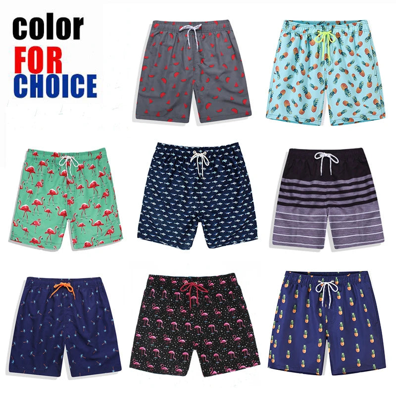 DATIFER Men's Beach Print Swim Shorts – Quick-Dry Surf, Swim & Workout Trunks with Pockets for Summer
