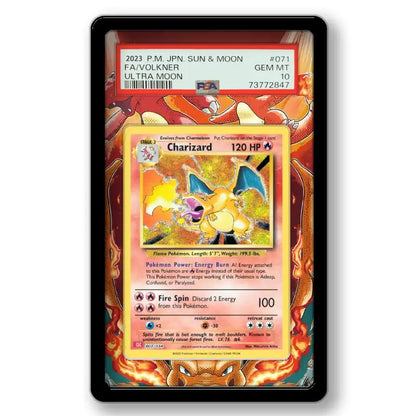 Pokémon Extended Art Card Display Case – Charizard & Venusaur PSA Acrylic Display Stand for Trading Card Collections