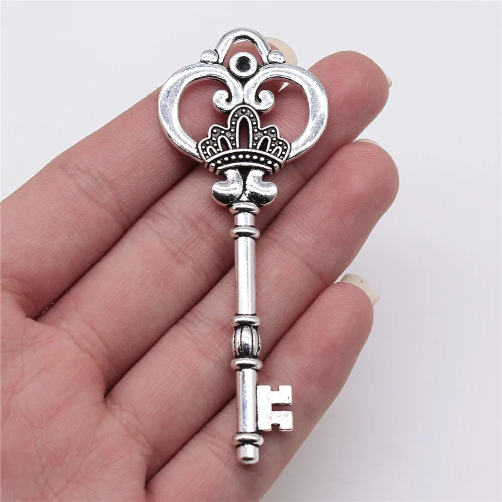 2 pendentifs clé de grande taille – Breloques de style tibétain pour la création de bijoux, fournitures artisanales pour colliers, bracelets et accessoires