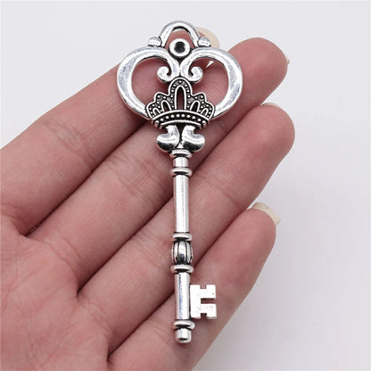 2 pendentifs clé de grande taille – Breloques de style tibétain pour la création de bijoux, fournitures artisanales pour colliers, bracelets et accessoires