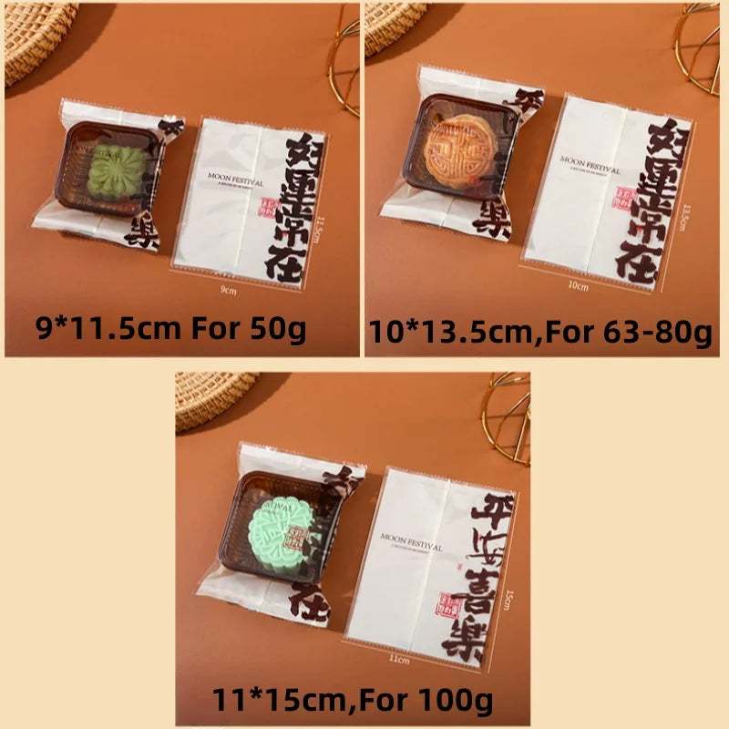 LBSISI Life 100 bolsas para galletas de luna – Bolsas de plástico transparentes para empaques de regalo caseros para festivales, galletas y crujientes de yema de huevo
