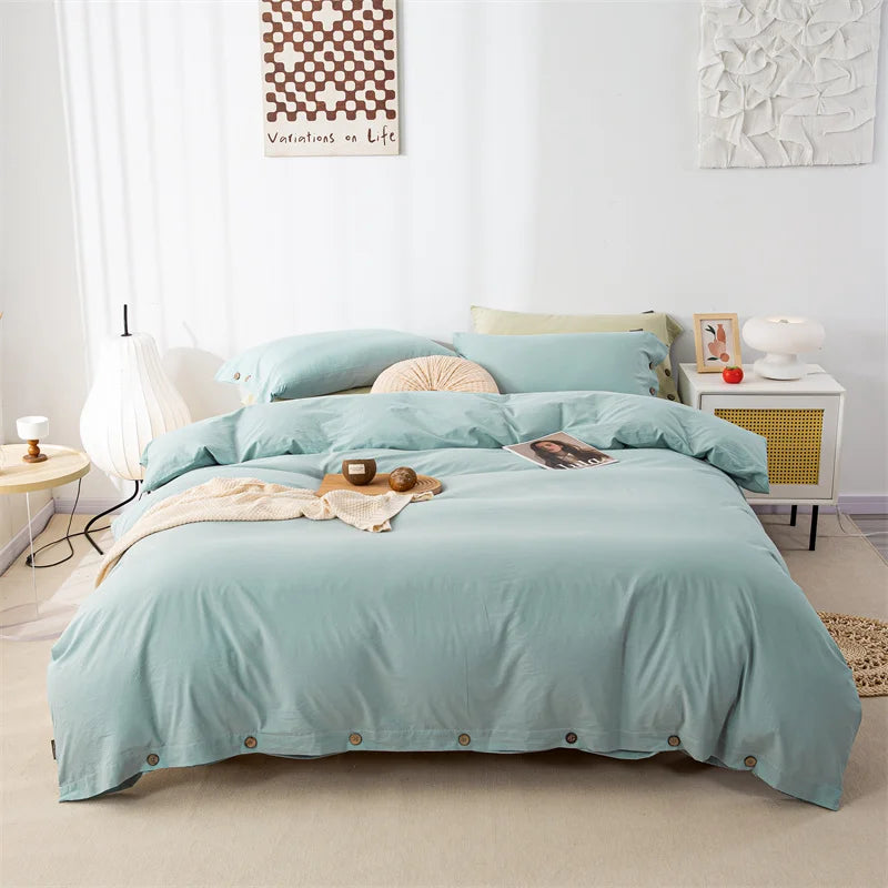 3-Piece 100% Cotton Bedding Set – Duvet Cover & Pillowcase Set for Queen & King Beds