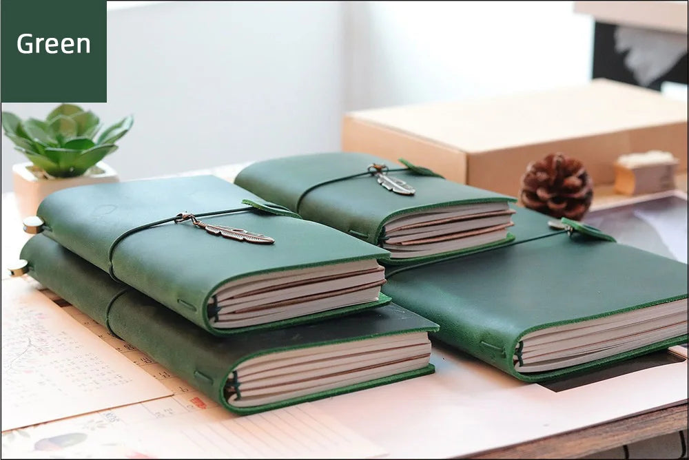 Genuine Leather Refillable Travel Journal – Handmade Retro Diary, Sketchbook & Notebook