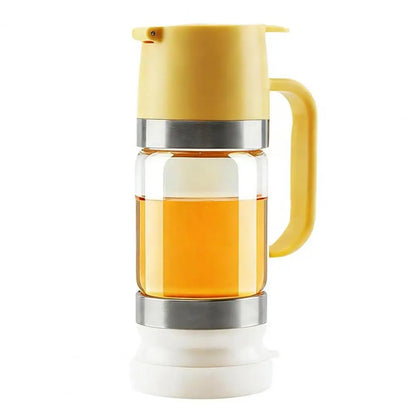 Glass Syrup Dispenser Bottle – Press-Top Honey & Syrup Container with No-Drip Spout, BPA-Free Design for Kitchen & Barbecue