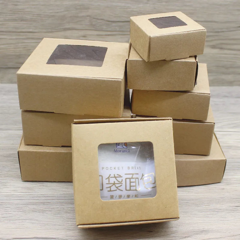 10 BOÎTES CADEAUX en papier kraft blanc avec fenêtre pour Noël, cadeaux, petites attentions et emballages de vente au détail