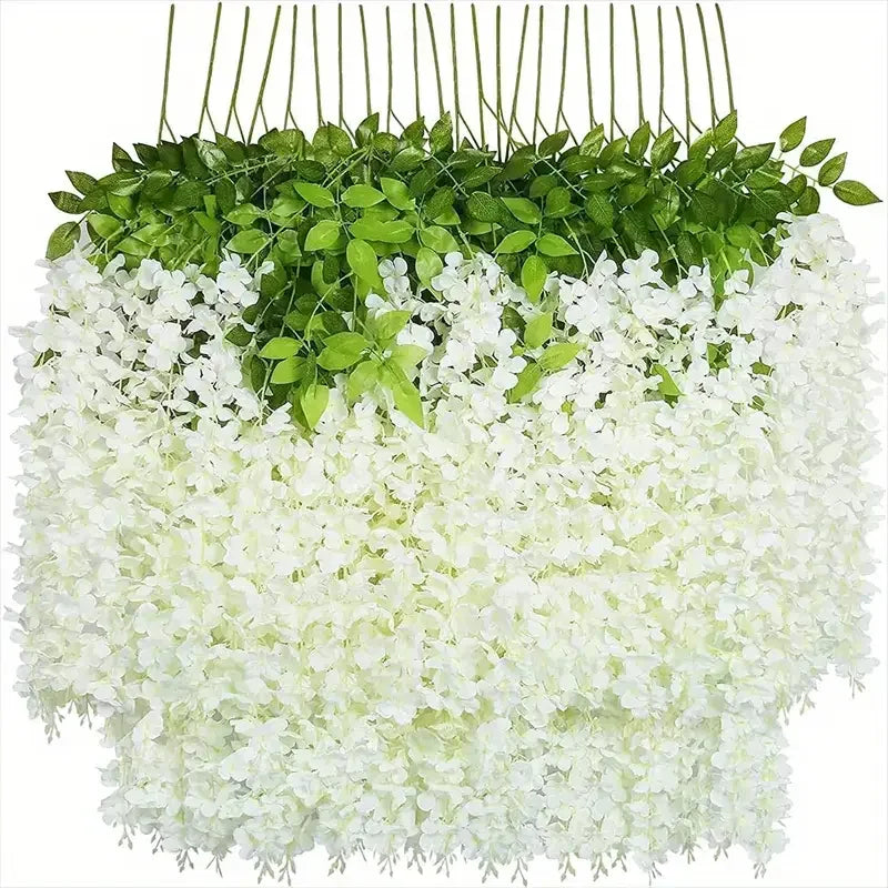 12PCS Artificial Wisteria Vine Flowers – Silk Hanging Trailing Garland for Wedding, Party & Home Decor | DIY Floral Decoration