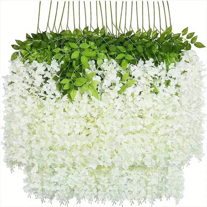 12PCS Artificial Wisteria Vine Flowers – Silk Hanging Trailing Garland for Wedding, Party & Home Decor | DIY Floral Decoration