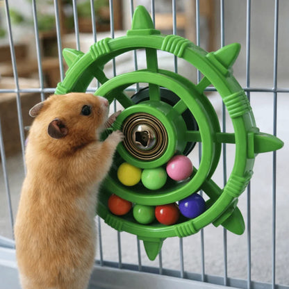 Rudder-Shaped Parrot Spinner Toy – Colorful Bead Rattle & Bite-Resistant Interactive Spinning Wheel Bird Cage Toy
