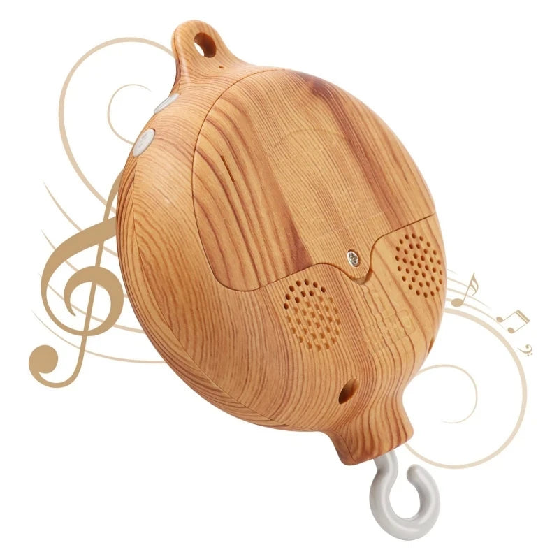 Móvil Musical para Cuna de Bebé Recién Nacido – Caja de Música con Sonajero Colgante Giratorio de Estilo Madera, Juguete Musical Relajante para Bebés de 0 a 12 Meses, Decoración para Cuna de Guardería y Regalo para Baby Shower