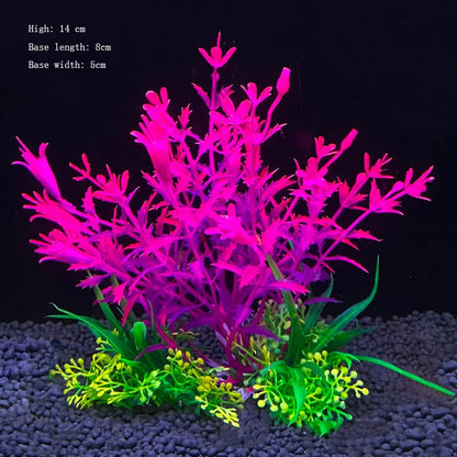 Artificial Underwater Aquarium Plants – Plastic Aquatic Fake Shrubs & Green Water Grass for Fish Tank Landscaping, Realistic Simulated Decor