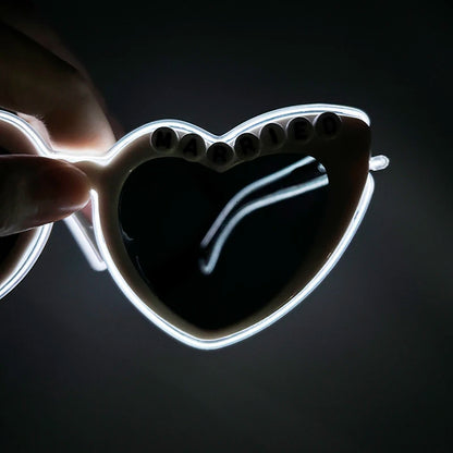 Just Married LED Heart Glasses – Light-Up EL Neon Glasses for Weddings, Engagements & Bridal Showers