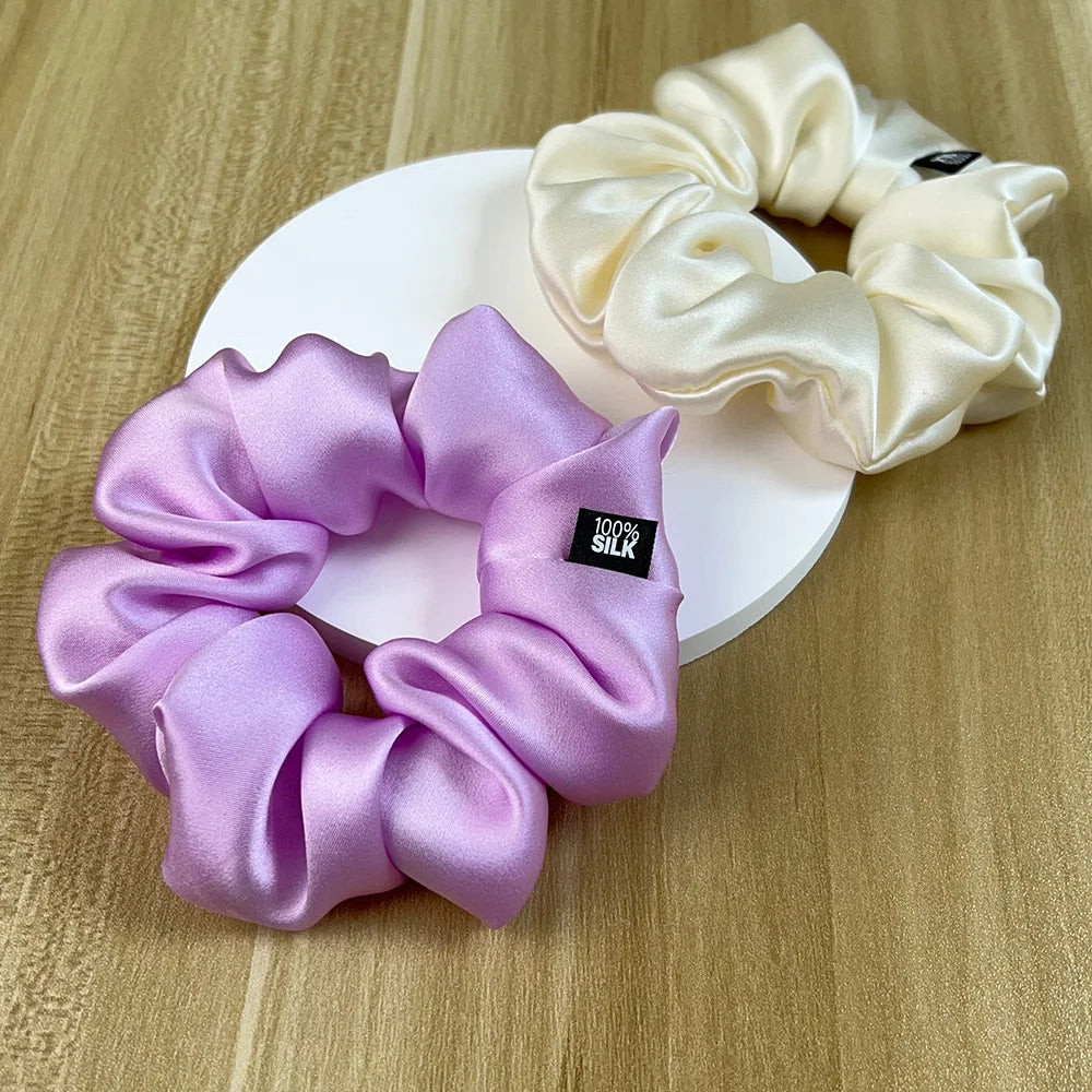 Goma para el pelo 100% seda Mulberry – 19 Momme, elástico grande para mujeres y niñas | Accesorio de lujo de seda para coleta