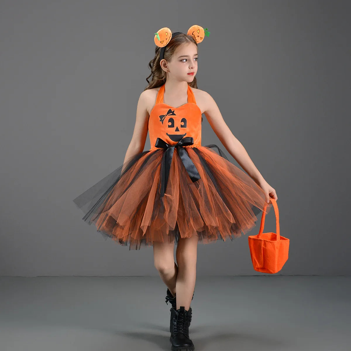 Girls LED Light-Up Witch Costume Dress – Halloween Vampire Cosplay Outfit for Carnival, Masquerade, Performance & Pumpkin Parties