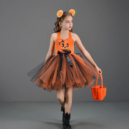 Girls LED Light-Up Witch Costume Dress – Halloween Vampire Cosplay Outfit for Carnival, Masquerade, Performance & Pumpkin Parties