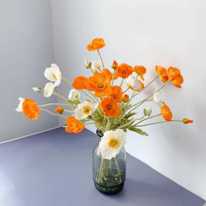 Artificial Poppy Flowers – Realistic Silk Faux Long Stem Flowers for Home Décor, Garden, Wedding Bridal Bouquets, Party Decoration & DIY Floral Arrangements