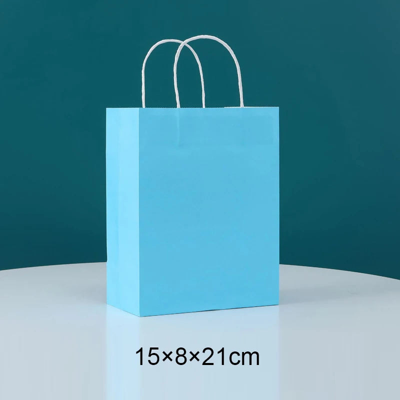 Bolsas de regalo de papel kraft de 5/10/25/50 piezas con asas – Bolsas de regalo y dulces de 10 colores para cumpleaños, bodas, baby showers y empaques de regalo