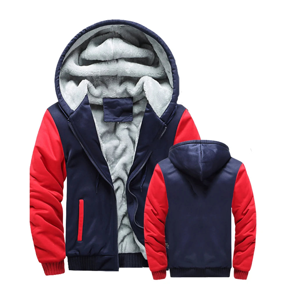 Men’s Thick Fleece Winter Jacket – Warm Zip-Up Hooded Coat, Long-Sleeve Casual Sportswear & Outdoor Outerwear