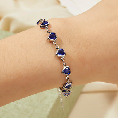 Elegante Pulsera de Zirconia de Cristal Rojo – Pulsera de Cadena Metálica con Corazón Colorido para Mujer, Boda, Fiesta y Joyería de Regalo