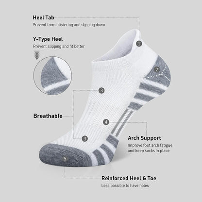 Athletic Ankle Running Socks – Breathable Cushioned Low Cut Sports Socks for Men & Women (1–5 Pairs)