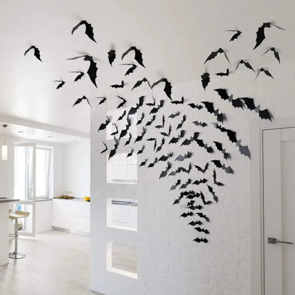 3D Halloween Bat Wall Stickers – Purple LED Night Light or Non-Lit Bat Decorations for Halloween Parties, Spooky Walls & Festive Decor