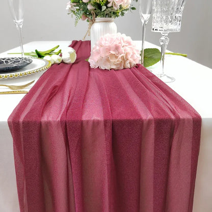 Camino de mesa de gasa - Decoración de arco de boda de tela de seda transparente | Decoración de mesa bohemia para cumpleaños y eventos