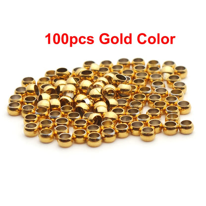 100–200 Piece Stainless Steel Crimp Stopper Beads (1.5–3mm) – Ball Spacer End Beads for DIY Bracelets, Necklaces & Jewelry Making