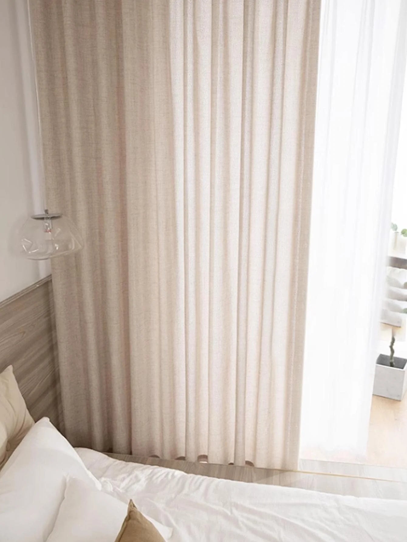 Cortinas de algodón y lino estilo japonés – Paneles de ventana semitraslúcidos para dormitorio y sala de estar