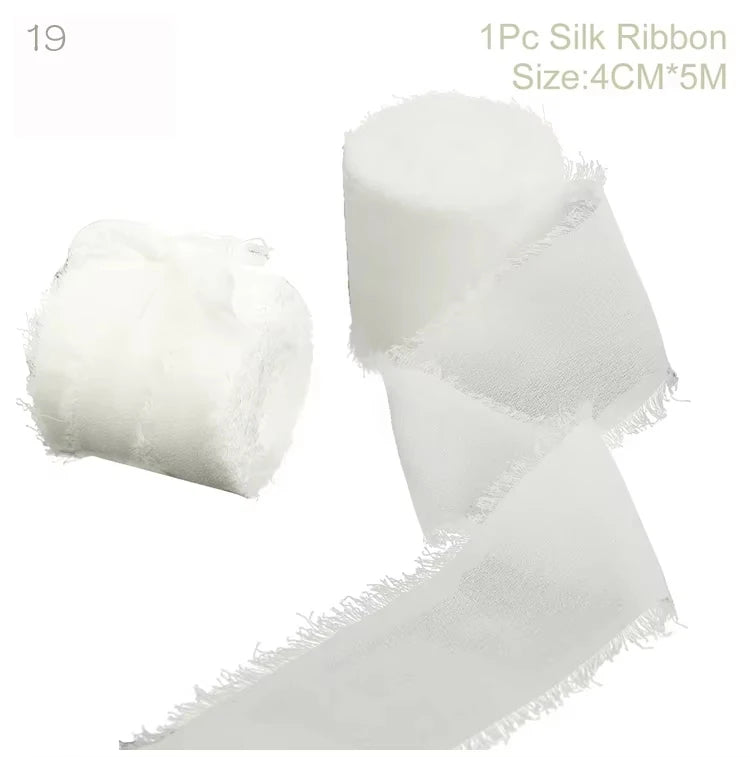 Ruban de soie en mousseline effilochée de 5 m – Ruban fait main déchiré pour bouquet de mariage et emballage cadeau