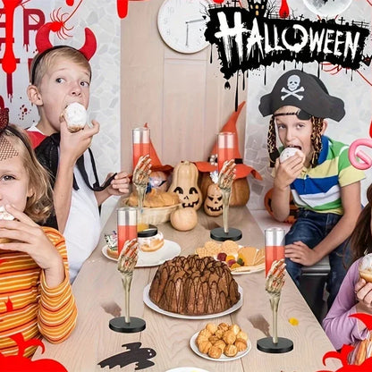 Halloween Skeleton Hand Goblet – Retro Plastic Champagne Flute with Skull Hand Arm Design for Halloween Party, Bar & Table Decor