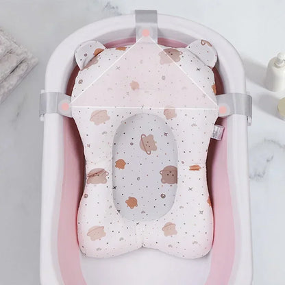 Tapete de soporte para bañera de bebé recién nacido – Cojín de baño plegable antideslizante para bebés, almohadilla de bañera de seguridad con diseño de dibujos animados para baby shower, soporte cómodo para lactancia y baño