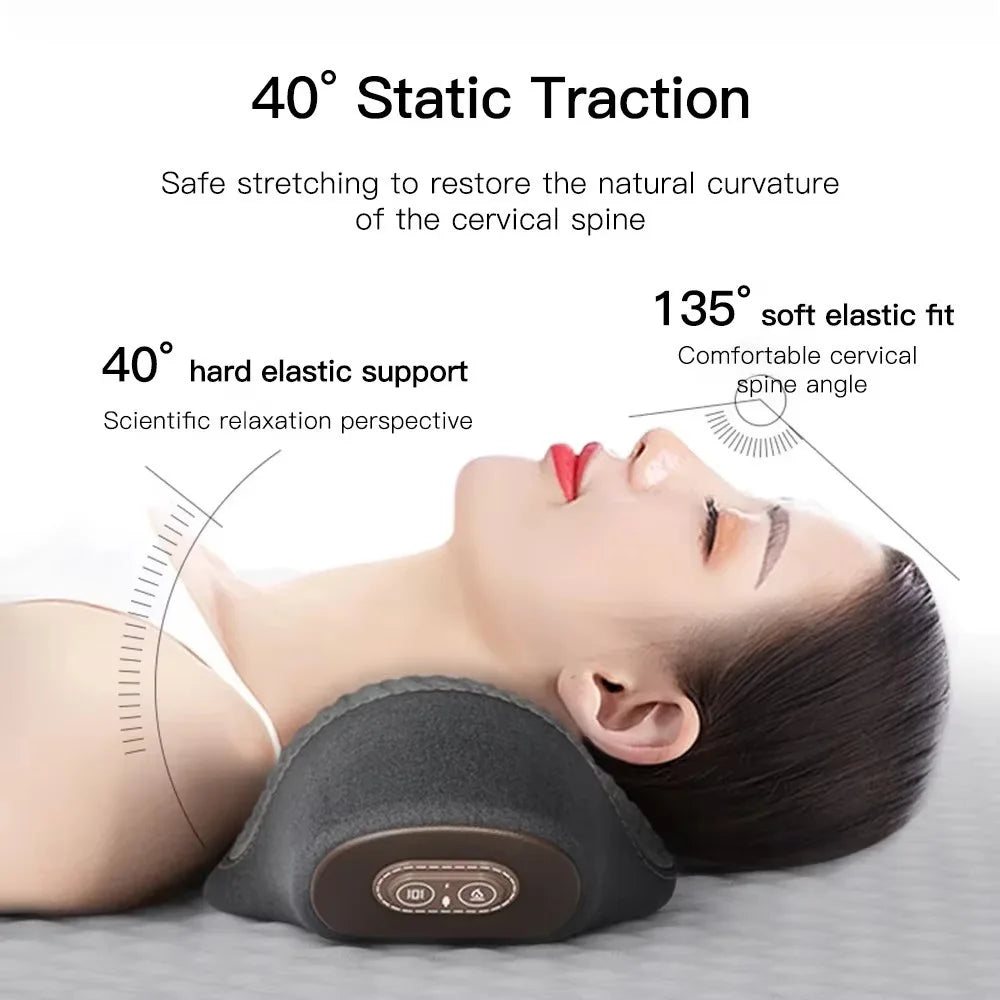 Almohada masajeadora para cuello – Almohada con calefacción y vibración para soporte cervical, cojín de masaje relajante para confort del cuello, apoyo para dormir y dispositivo de terapia en casa para aliviar el estrés
