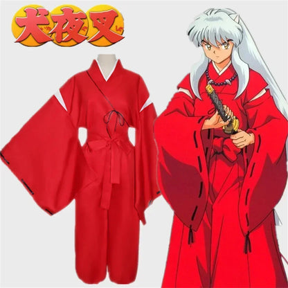Inuyasha Cosplay Costume Set – Kagome / Kikyo Kimono Outfit with Wig & Shoes (Unisex Halloween Costume)