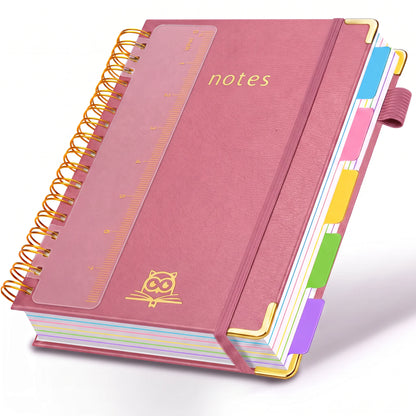 A5 Hardcover Spiral Notebook – 300 Pages 5-Subject Journal with Dividers & Tabs, 6.2×8.2" Notebook for Work & Study