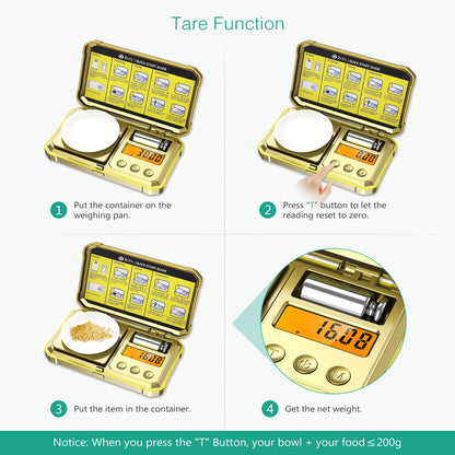 Balance de Bijoux Numérique 200g x 0.01g – Balance de Précision de Poche avec Poids d'Étalonnage de 50g