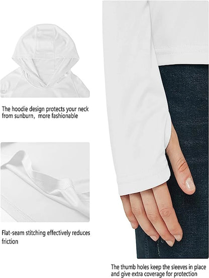 Women’s Sunscreen Hoodie T-Shirt Thumb Hole Hidden Ponytail Hole Outdoor Running Fitness Sport Top