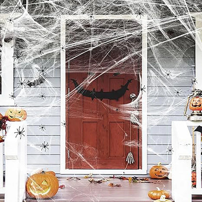 20/40g Halloween Spider Web Decoration, Black Stretchable Cobwebs with Spider Prop s, Haunted House Decor, Indoor and Outdoor Halloween Party Supplies, Spooky Home Decorations