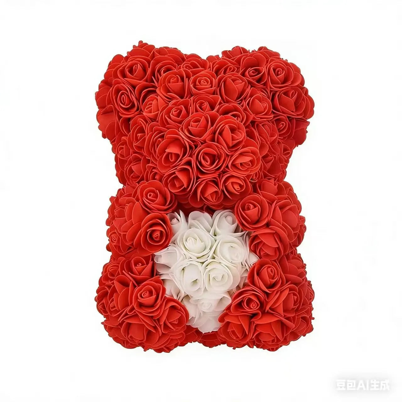 Oso de rosas artificiales de 25 cm con caja de regalo – Regalo romántico para ella en San Valentín, aniversario y boda