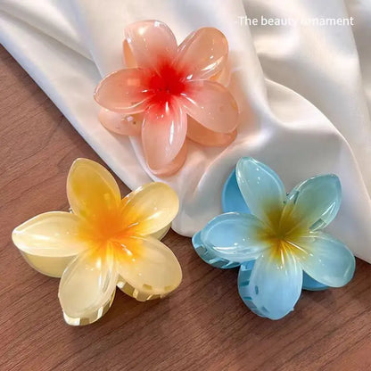 Pinzas de pelo hawaianas con diseño floral degradado – Pasadores grandes florales tropicales para mujer | Accesorios de moda para el pelo para vacaciones en la playa