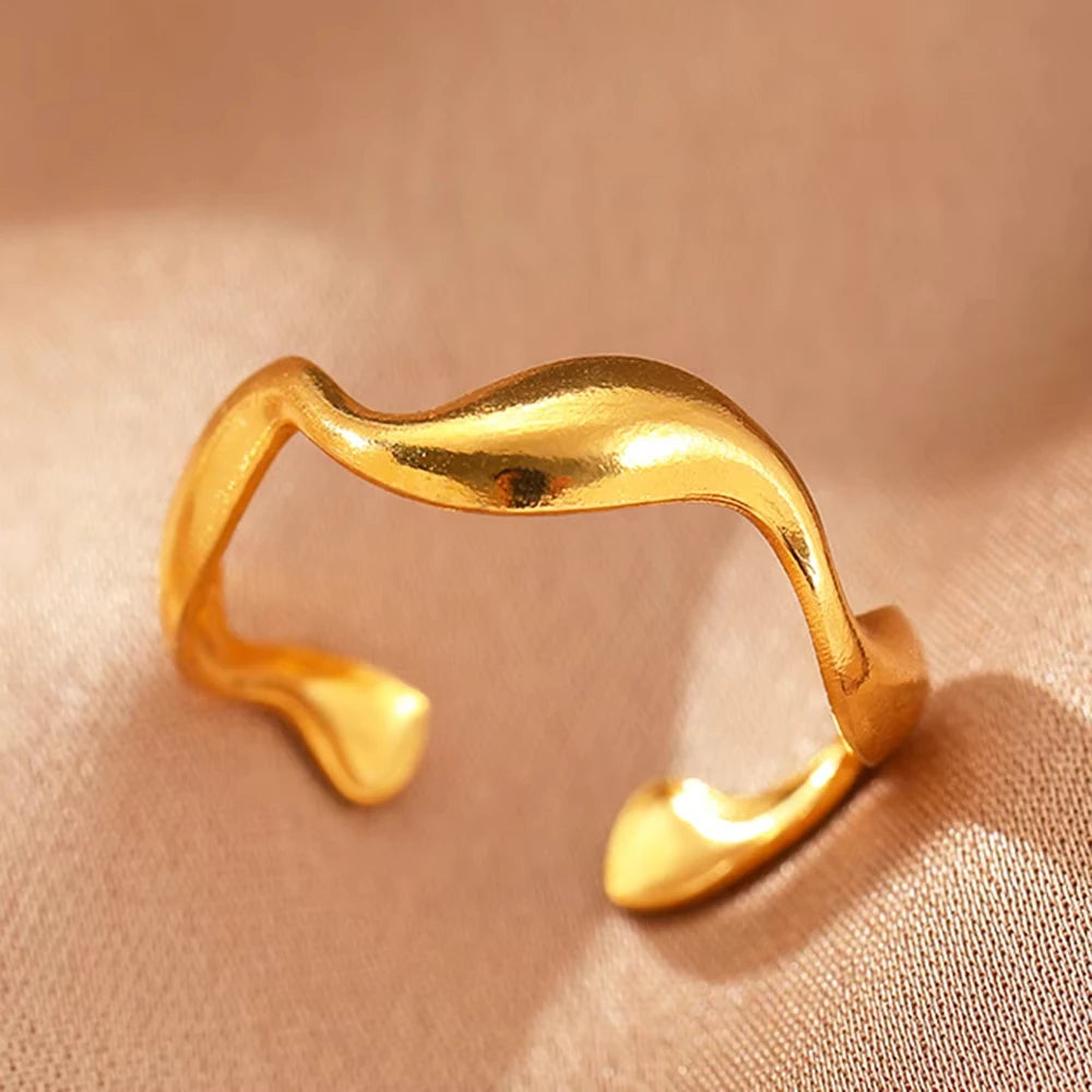 Anillo de circonita de acero inoxidable ajustable con diseño de ojo turco – Anillo de boda geométrico de color dorado para mujer | Regalo de joyería de lujo de moda