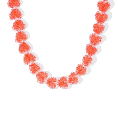 Colorful Love Resin Necklace – Sweet Candy-Inspired Pendant with Cute Niche Design & Gold-Plated Finish, Trendy Fashion Jewelry