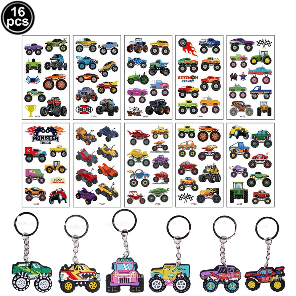 Monster Truck Birthday Party Supplies – Disposable Plates, Napkins, Banner & Tablecloth for Kids' Boys' 2nd Birthday Decorations