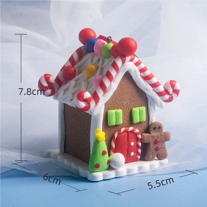 5PCS Gingerbread House Christmas Ornaments – Holiday Tree Hanging Decorations with Rope, Gingerbread House Decor for Xmas & Home