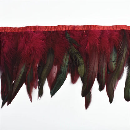 10 m Rooster Feather Fringe Trim – Natural Feather Ribbon for Sewing, Crafts & Costume Decoration