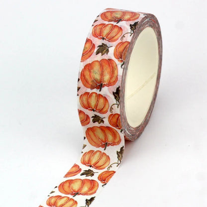 1PC 10M Fall Washi Tape – Pumpkin, Maple Leaves, Corn, Turkey & Sunflower Decorative Masking Tape for Scrapbooking, Planners & Stationery