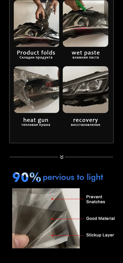 40cm Smoke Black PVC Headlight & Taillight Tint Film – Vinyl Wrap Sticker for Cars & Motorcycles
